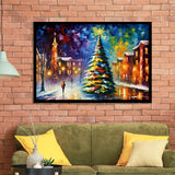 Christmas Tree Painting Colorful, Xmas Art V2 Framed Art Prints Wall Decor, Framed Painting Art