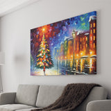 Christmas Tree Painting Colorful, Xmas Art V1 Canvas Prints Wall Art, Painting Art Home Decor
