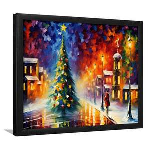 Christmas Tree Painting Colorful, Xmas Art V3 Framed Art Prints Wall Decor, Framed Painting Art
