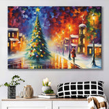 Christmas Tree Painting Colorful, Xmas Art V3 Canvas Prints Wall Art, Painting Art Home Decor