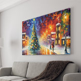 Christmas Tree Painting Colorful, Xmas Art V3 Canvas Prints Wall Art, Painting Art Home Decor