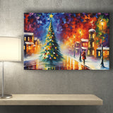 Christmas Tree Painting Colorful, Xmas Art V3 Canvas Prints Wall Art, Painting Art Home Decor