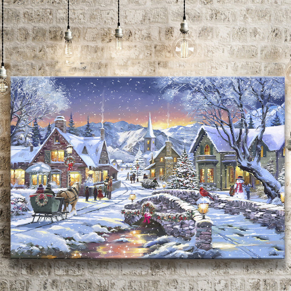 Christmas Illustration Xmas Canvas Prints Wall Art - Painting Canvas, Home Wall Decor, For Sale, Canvas Gift