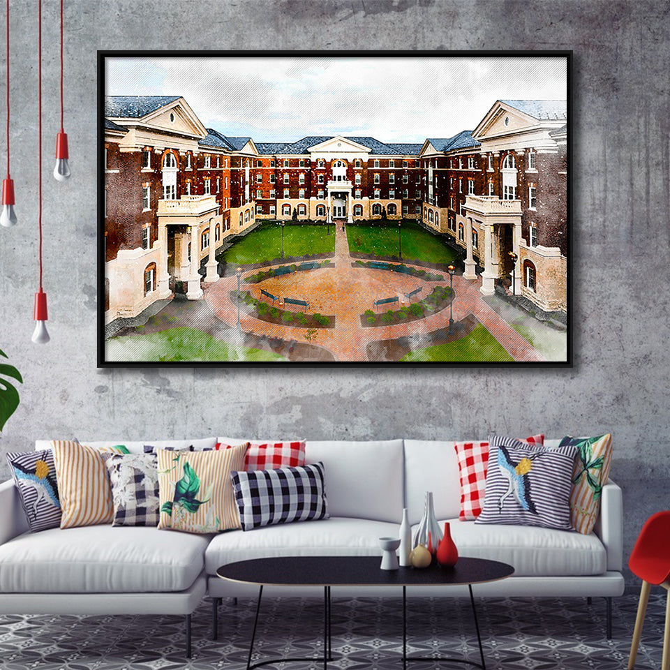 Christopher Newport University, Abstract Painting, Newport, Framed Canvas Prints Wall Art Home Decor,Floating Frame, Ready to Hang