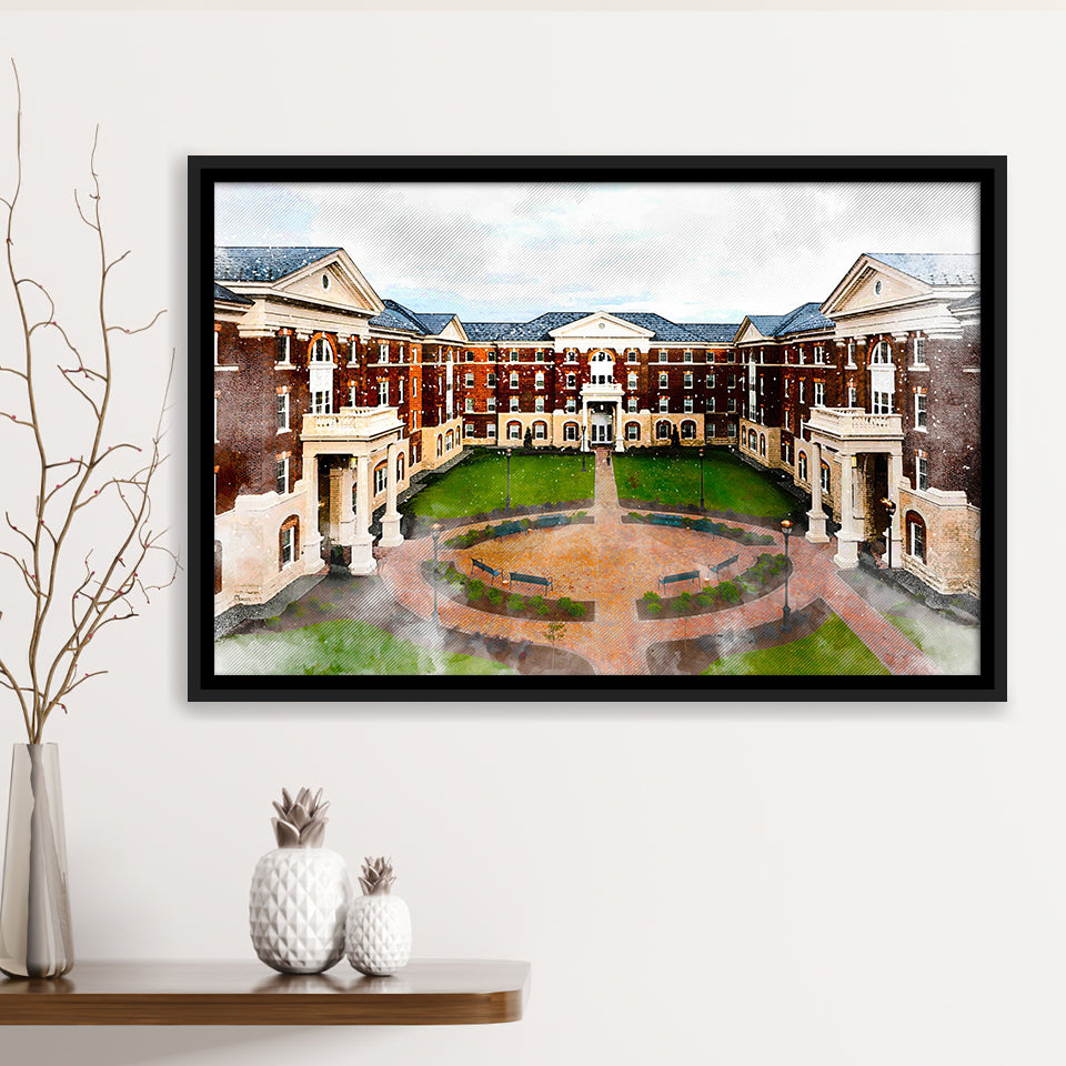 Christopher Newport University, Abstract Painting, Newport, Framed Canvas Prints Wall Art Home Decor,Floating Frame, Ready to Hang