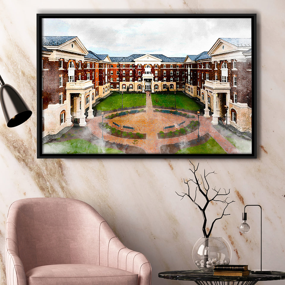 Christopher Newport University, Abstract Painting, Newport, Framed Canvas Prints Wall Art Home Decor,Floating Frame, Ready to Hang