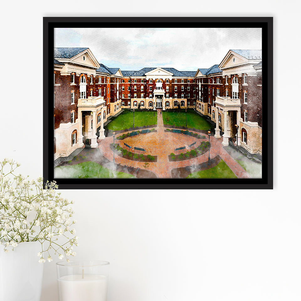 Christopher Newport University, Abstract Painting, Newport, Framed Canvas Prints Wall Art Home Decor,Floating Frame, Ready to Hang