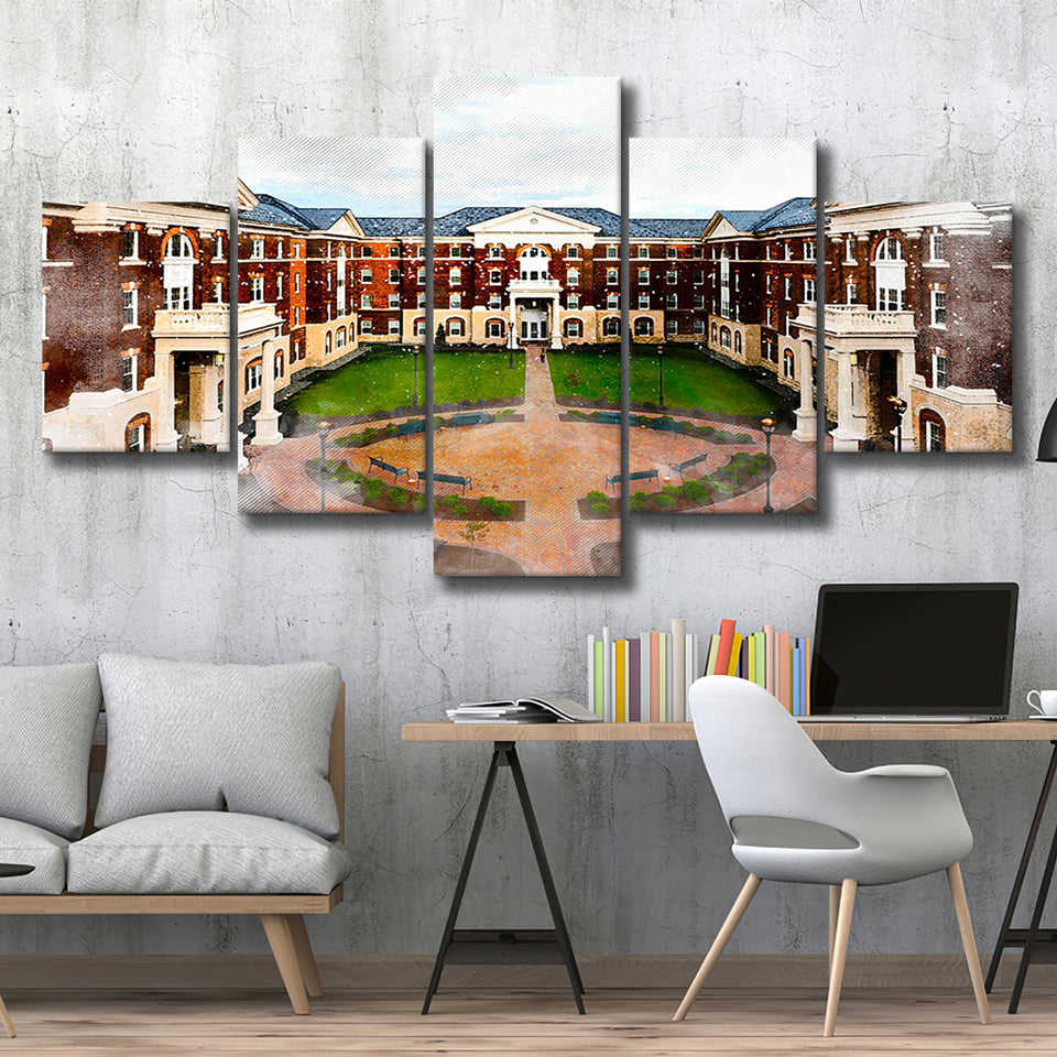 Christopher Newport University, Abstract Painting, Newport, Multi Panels, 5 Pieces, Canvas Prints Wall Art Home Decor