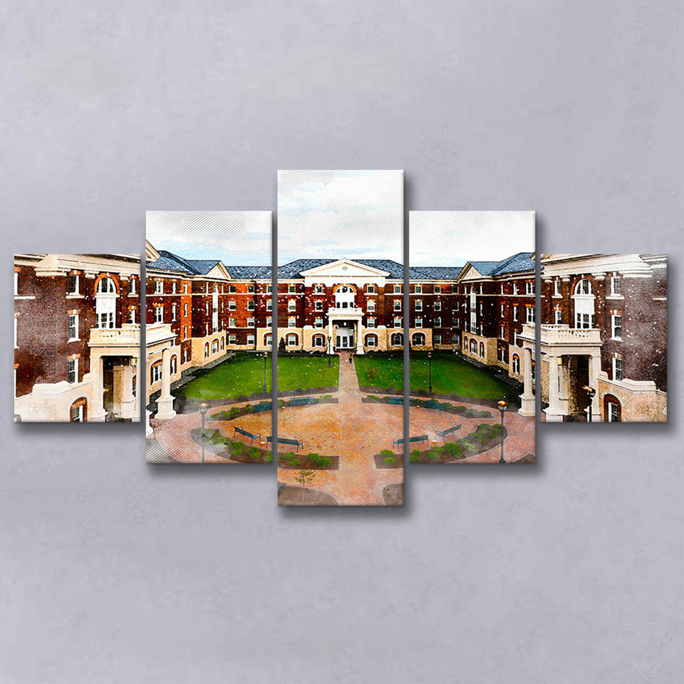 Christopher Newport University, Abstract Painting, Newport, Multi Panels, 5 Pieces, Canvas Prints Wall Art Home Decor