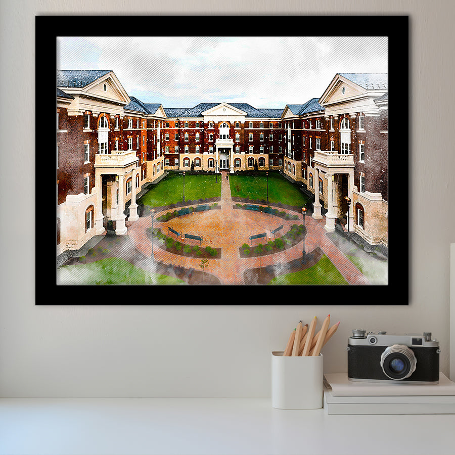 Christopher Newport University, Abstract Painting, Newport, Framed Art Prints Wall Art Home Decor, Ready to Hang