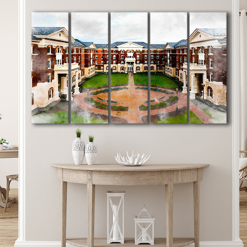 Christopher Newport University, Abstract Painting, Newport, Multi Panels,Canvas Prints Wall Art Home Decor,X Large Canvas