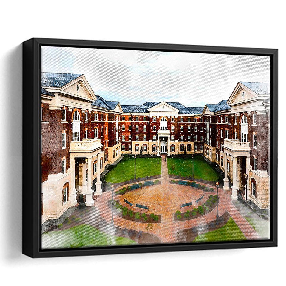 Christopher Newport University, Abstract Painting, Newport, Framed Canvas Prints Wall Art Home Decor,Floating Frame, Ready to Hang