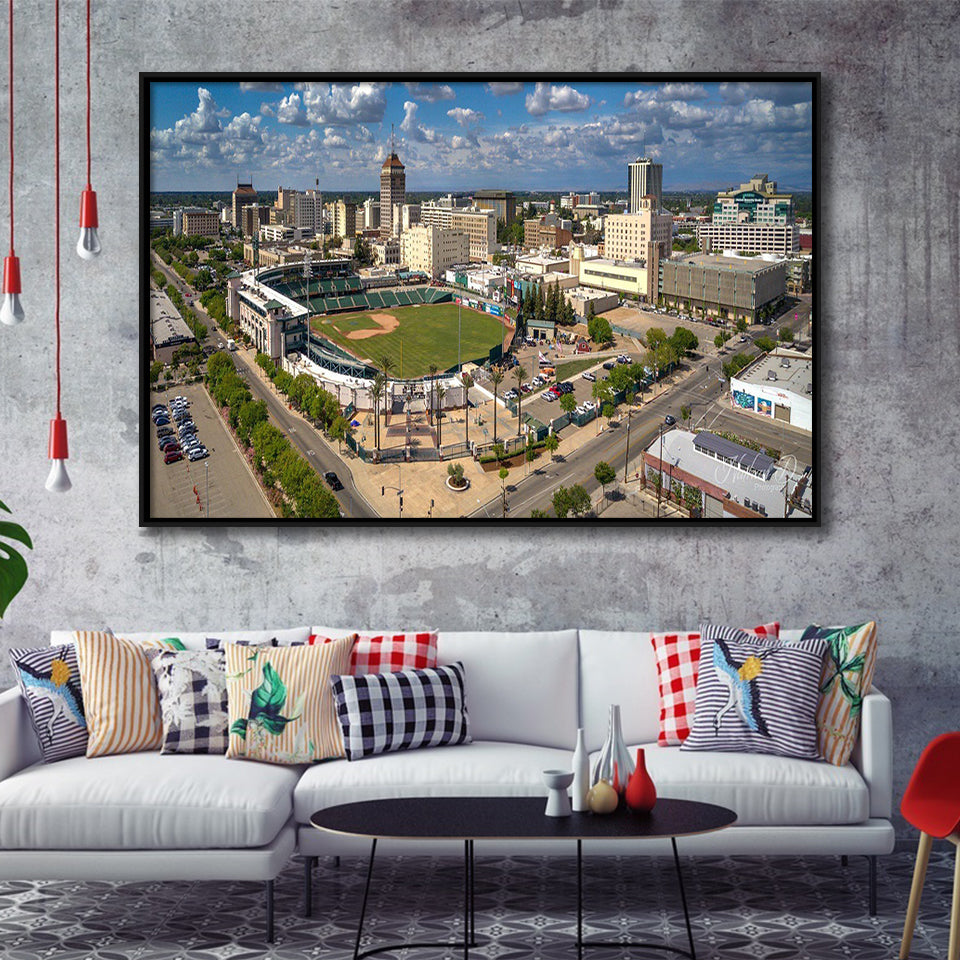Chukchansi Park, Stadium Canvas, Sport Art, Gift for him, Framed Canvas Prints Wall Art Decor, Framed Picture