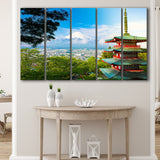 Chureito Pagoda in Fujiyoshida, Japan Japan Wall Decor 5 Panels B,Large Canvas,Canvas Prints Wall Art Home Decor