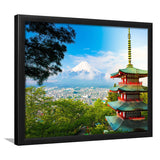 Chureito Pagoda in Fujiyoshida, Japan Japan Wall Decor Framed Art Prints Wall Art Decor,Black Frame, Ready to hang