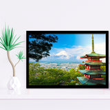 Chureito Pagoda in Fujiyoshida, Japan Japan Wall Decor Framed Art Prints Wall Art Decor,Black Frame, Ready to hang