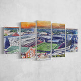 Cincinnati Bearcats Nippert Stadium Watercolor, 5 Pieces, Multi Panel Canvas Prints Wall Art Decor