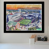 Cincinnati Bearcats Nippert Stadium Watercolor, Sport Prints Fan Gift, Framed Art Prints Wall Art Decor