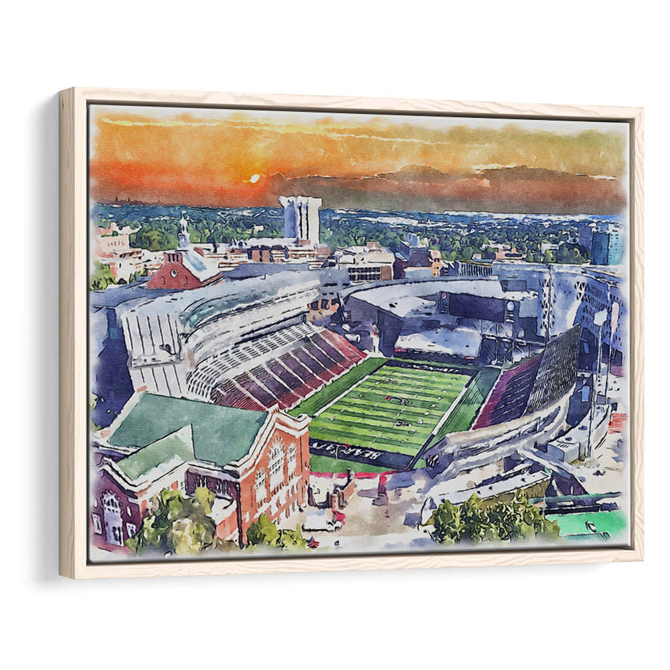 Cincinnati Bearcats Nippert Stadium Watercolor, Sport Art Prints Fan Gift, Framed Canvas Prints Wall Art Decor
