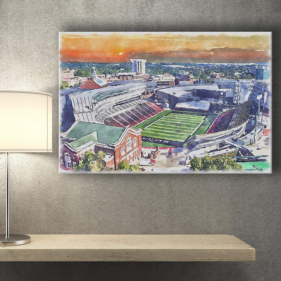 Cincinnati Bearcats Nippert Stadium Watercolor, Sport Art Prints Fan Gift, Canvas Prints Wall Art Decor