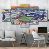 Cincinnati Bearcats Nippert Stadium Watercolor, 5 Pieces, Multi Panel Canvas Prints Wall Art Decor