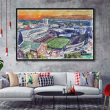 Cincinnati Bearcats Nippert Stadium Watercolor, Sport Art Prints Fan Gift, Framed Canvas Prints Wall Art Decor