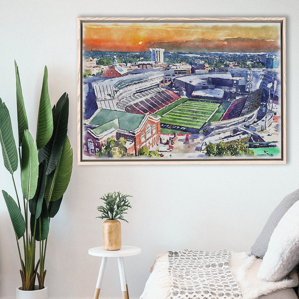 Cincinnati Bearcats Nippert Stadium Watercolor, Sport Art Prints Fan Gift, Framed Canvas Prints Wall Art Decor