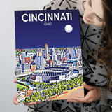 Cincinnati Ohio Art Night Landscape ,City Art Print, Large Canvas, Canvas Print Wall Art Home Decor