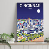 Cincinnati Ohio Art Night Landscape ,City Art Print, Large Canvas, Canvas Print Wall Art Home Decor