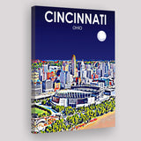 Cincinnati Ohio Art Night Landscape ,City Art Print, Large Canvas, Canvas Print Wall Art Home Decor