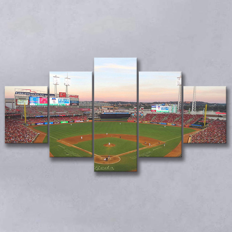 Cincinnati Reds Stadium Canvas Prints Great Americal Ballpark Wall Art,Multi Panels,Sport Stadium Art Prints, Fan Gift