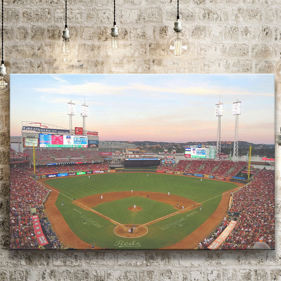 Cincinnati Reds Stadium Canvas Prints Great Americal Ballpark Wall Art,Sport Stadium Art Prints, Fan Gift, Wall Decor