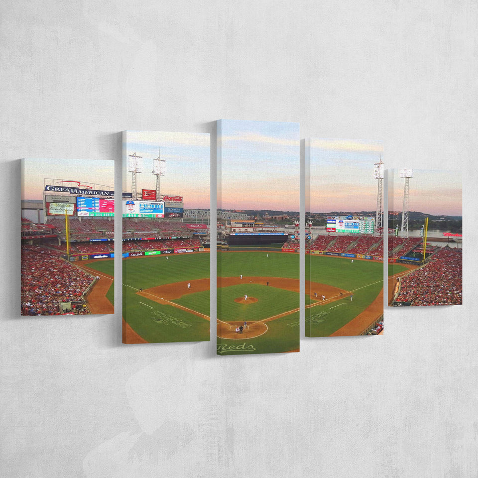 Cincinnati Reds Stadium Canvas Prints Great Americal Ballpark Wall Art,Multi Panels,Sport Stadium Art Prints, Fan Gift