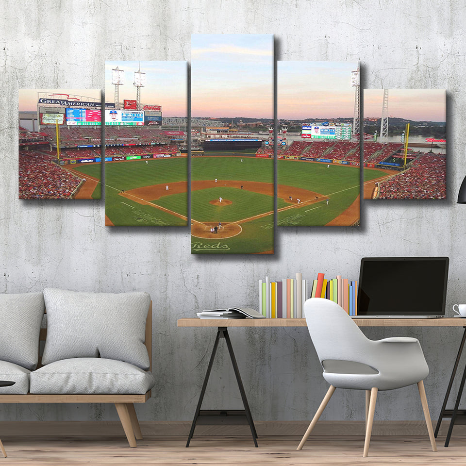 Cincinnati Reds Stadium Canvas Prints Great Americal Ballpark Wall Art,Multi Panels,Sport Stadium Art Prints, Fan Gift