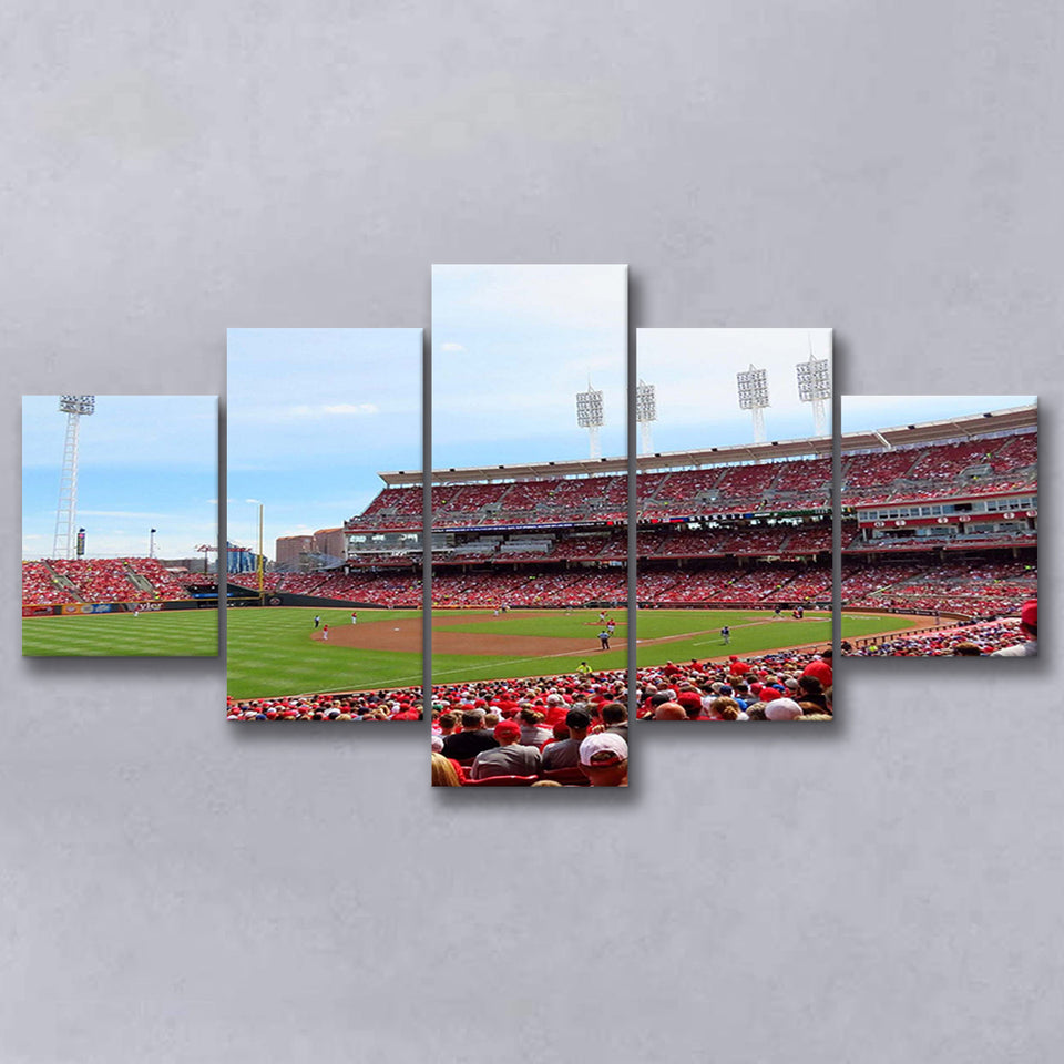 Cincinnati Reds Wall Art Great Americal Ballpark Stadium Canvas Prints,Multi Panels,Sport Stadium Art Prints, Fan Gift