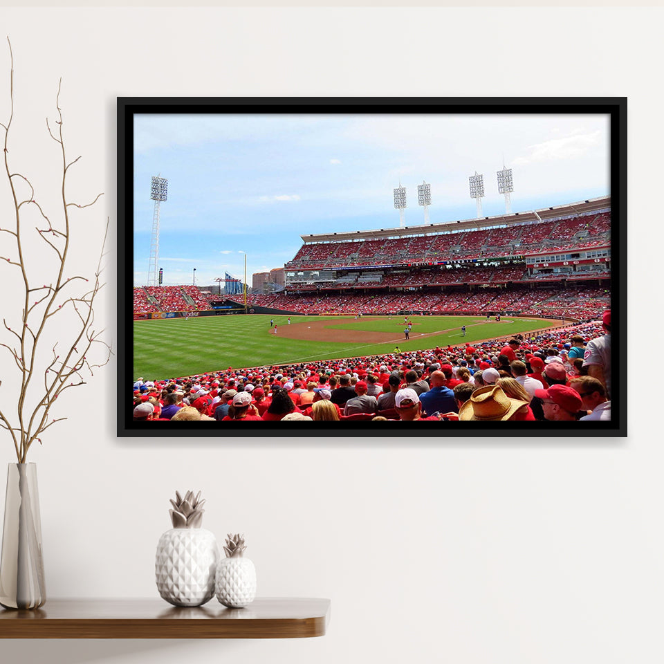 Cincinnati Reds Wall Art Great Americal Ballpark Stadium Framed Canvas Prints,Sport Stadium Art Prints, Fan Gift