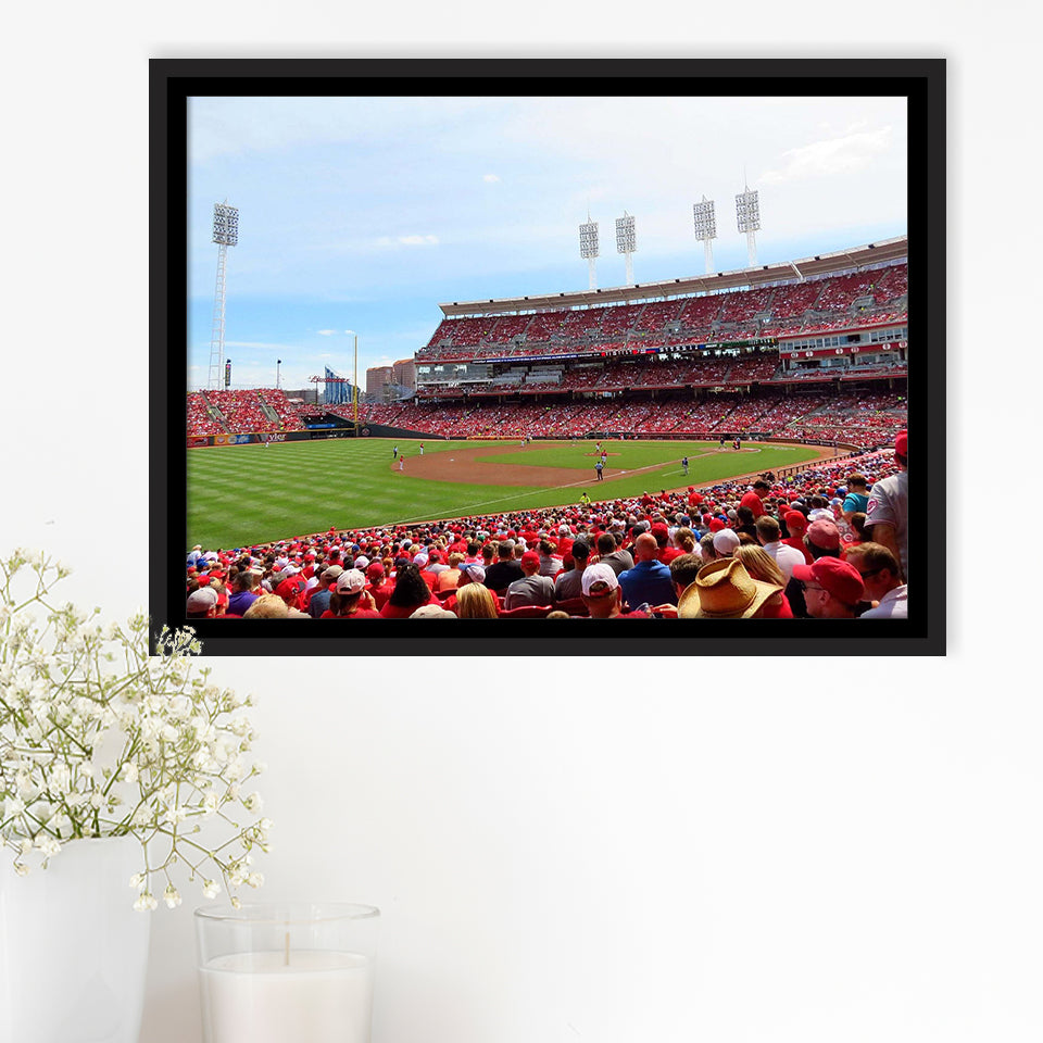 Cincinnati Reds Wall Art Great Americal Ballpark Stadium Framed Canvas Prints,Sport Stadium Art Prints, Fan Gift