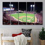 Cincinnati Reds Wall Art Great American Ballpark Stadium Canvas Prints,Multi Panels B,Sport Stadium Art Prints, Fan Gift