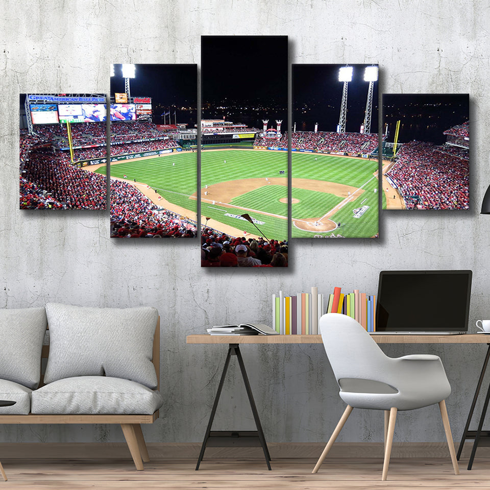 Cincinnati Reds Wall Art Great American Ballpark Stadium Canvas Prints,Multi Panels,Sport Stadium Art Prints, Fan Gift