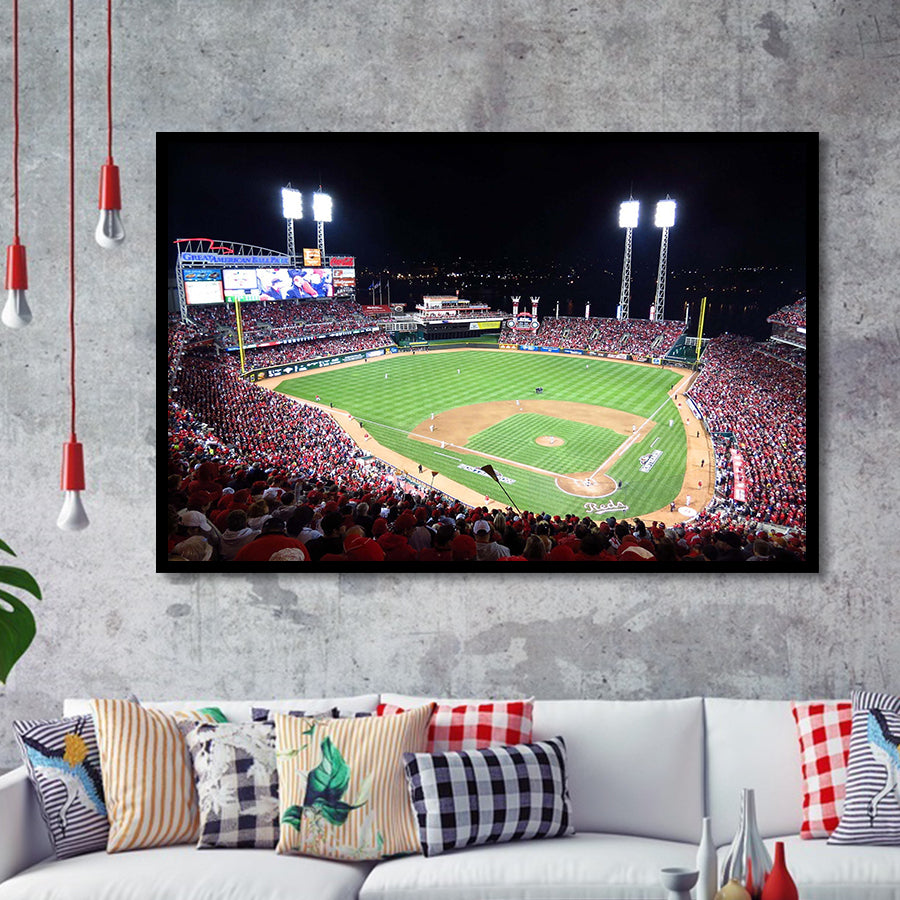 Cincinnati Reds Wall Art Great American Ballpark Stadium Art Prints,Sport Stadium Art Prints, Fan Gift, Wall Decor