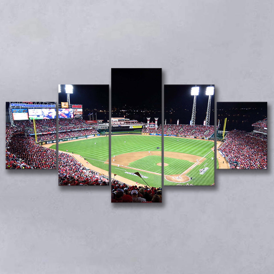 Cincinnati Reds Wall Art Great American Ballpark Stadium Canvas Prints,Multi Panels,Sport Stadium Art Prints, Fan Gift