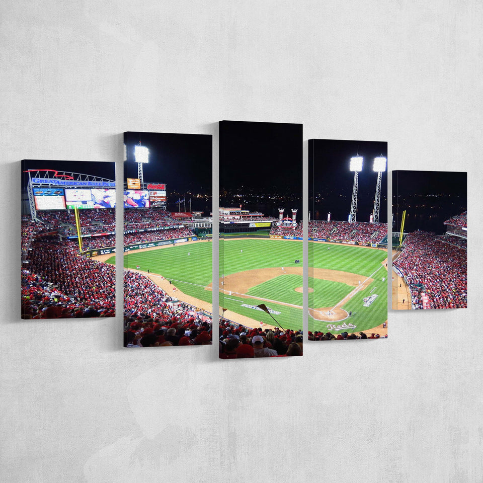 Cincinnati Reds Wall Art Great American Ballpark Stadium Canvas Prints,Multi Panels,Sport Stadium Art Prints, Fan Gift