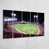 Cincinnati Reds Wall Art Great American Ballpark Stadium Canvas Prints,Multi Panels B,Sport Stadium Art Prints, Fan Gift