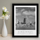 Cincinnati Usa Black And White Art Framed Art Prints Wall Art Decor, Framed Picture