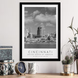 Cincinnati Usa Black And White Art Framed Art Prints Wall Art Decor, Framed Picture