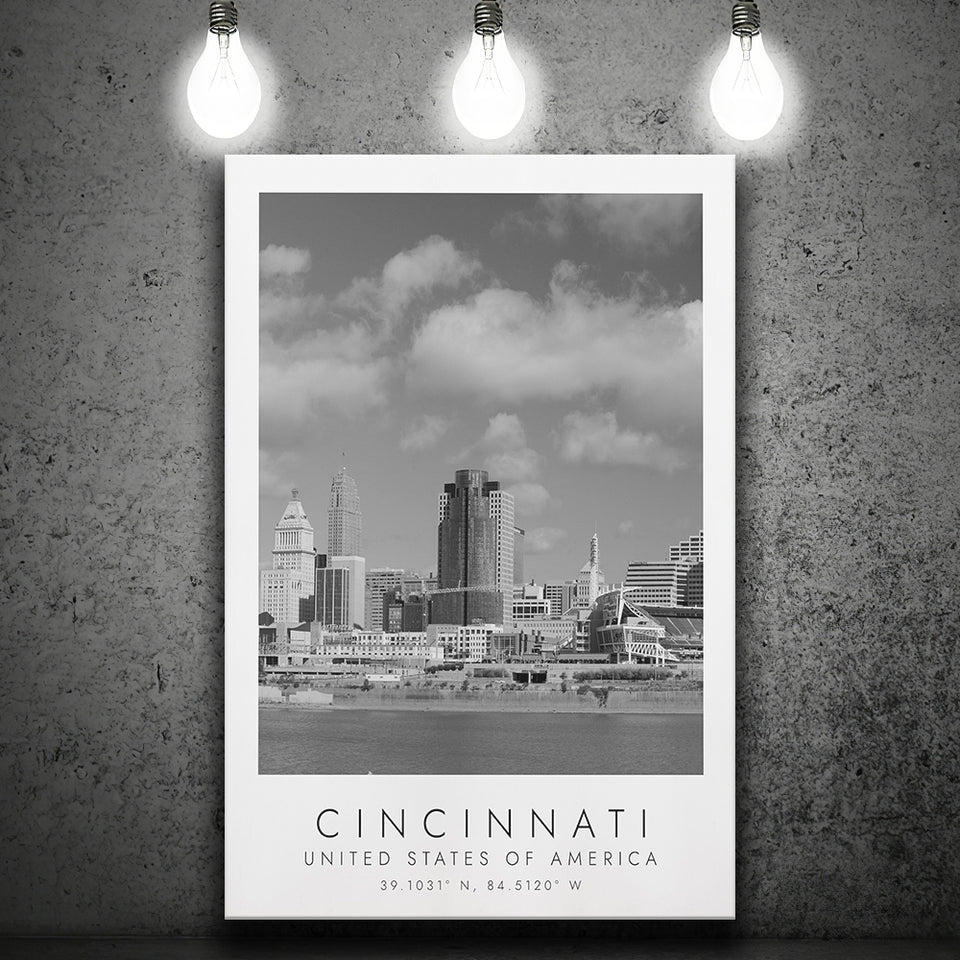 Cincinnati Usa Black And White Art Canvas Prints Wall Art Home Decor