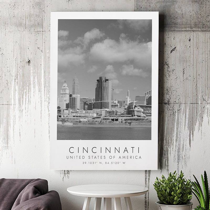 Cincinnati Usa Black And White Art Canvas Prints Wall Art Home Decor