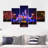 Cinderella Castle Canvas Disney Caste Canvas Art 5 Piece Canvas Prints Wall Art - Painting Prints, Wall Decor,Multi Panel