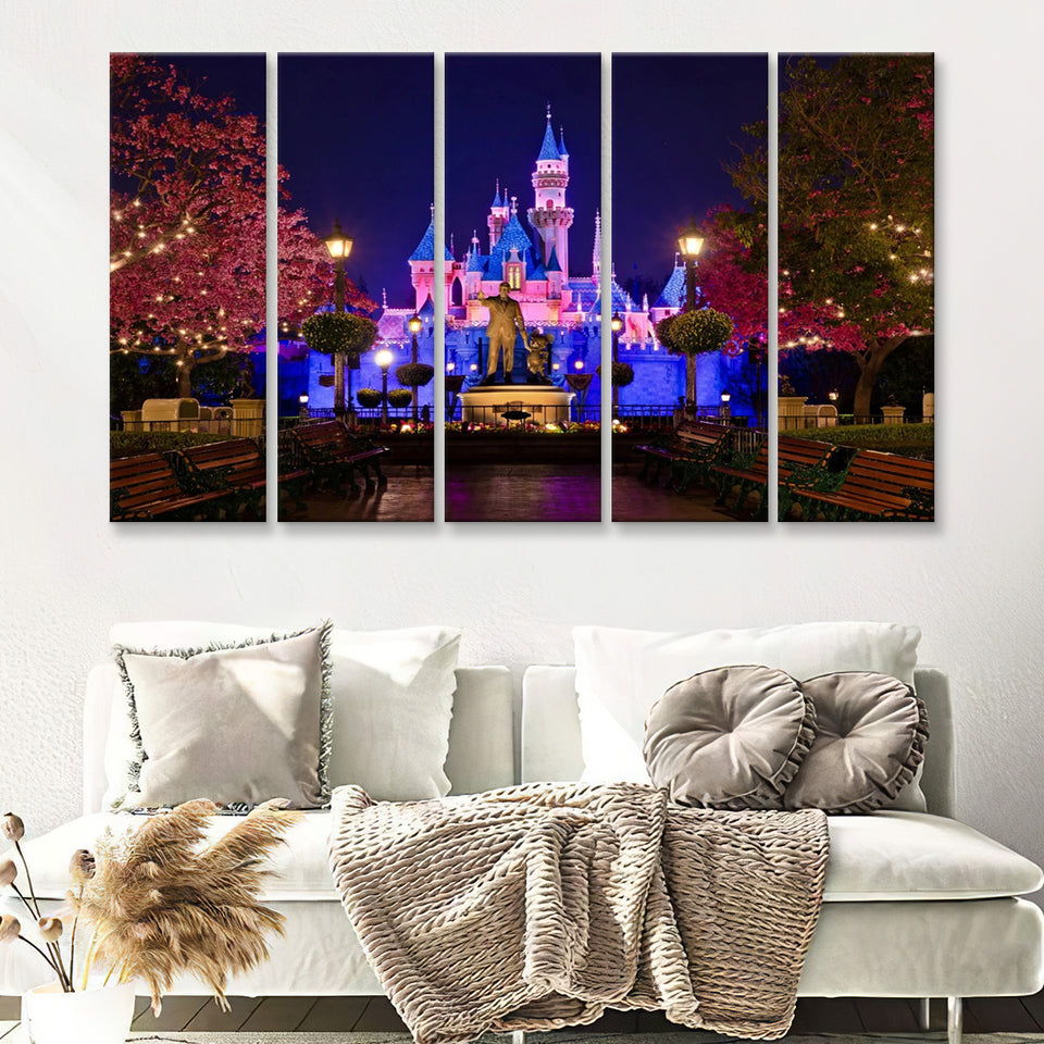 Cinderella Castle Canvas Disney Caste Canvas Art 5 Piece Canvas Prints Wall Art - Painting Prints, Wall Decor,Multi Panels