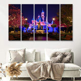 Cinderella Castle Canvas Disney Caste Canvas Art 5 Piece Canvas Prints Wall Art - Painting Prints, Wall Decor,Multi Panels